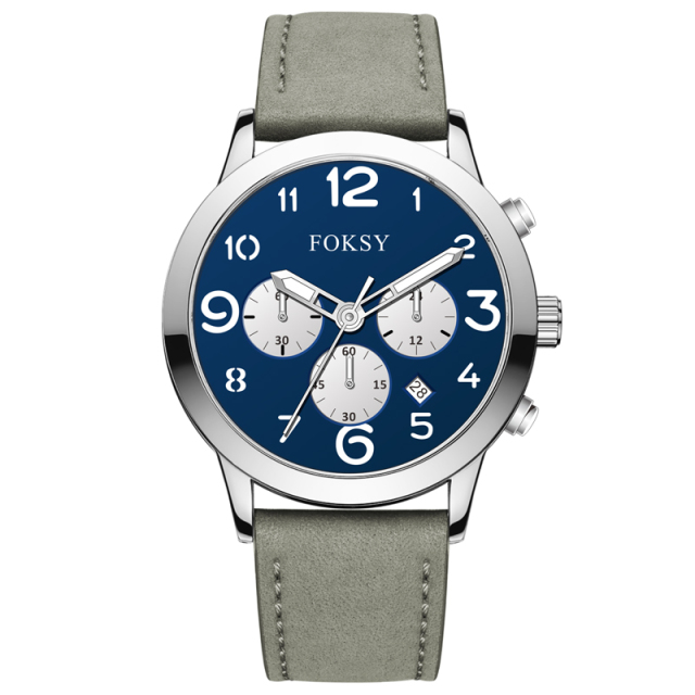 ODM Fashion Custom Alloy Case Leather Strap Men Wristwatch Hand Quartz Watch Chronograph Manufacturer With Calendar