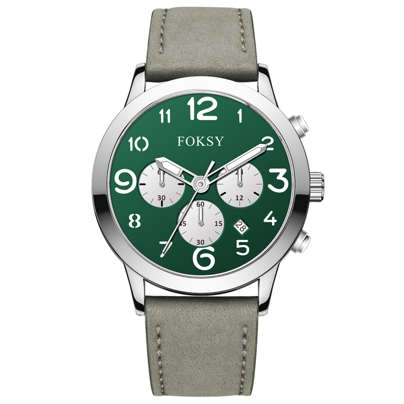 ODM Fashion Custom Alloy Case Leather Strap Men Wristwatch Hand Quartz Watch Chronograph Manufacturer With Calendar