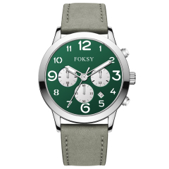 ODM Fashion Custom Alloy Case Leather Strap Men Wristwatch Hand Quartz Watch Chronograph Manufacturer With Calendar