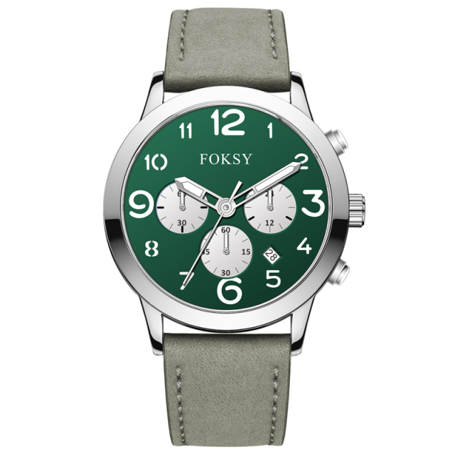 ODM Fashion Custom Alloy Case Leather Strap Men Wristwatch Hand Quartz Watch Chronograph Manufacturer With Calendar