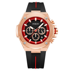 Wholesale Custom Wristwatch 3ATM Waterproof Alloy Silicone Strap Men Quartz Chronograph Men Wrist Luxury Watch for Men