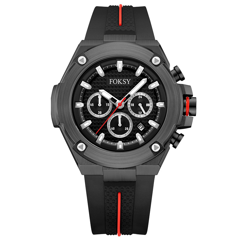 Wholesale Custom Wristwatch 3ATM Waterproof Alloy Silicone Strap Men Quartz Chronograph Men Wrist Luxury Watch for Men
