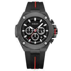 Wholesale Custom Wristwatch 3ATM Waterproof Alloy Silicone Strap Men Quartz Chronograph Men Wrist Luxury Watch for Men