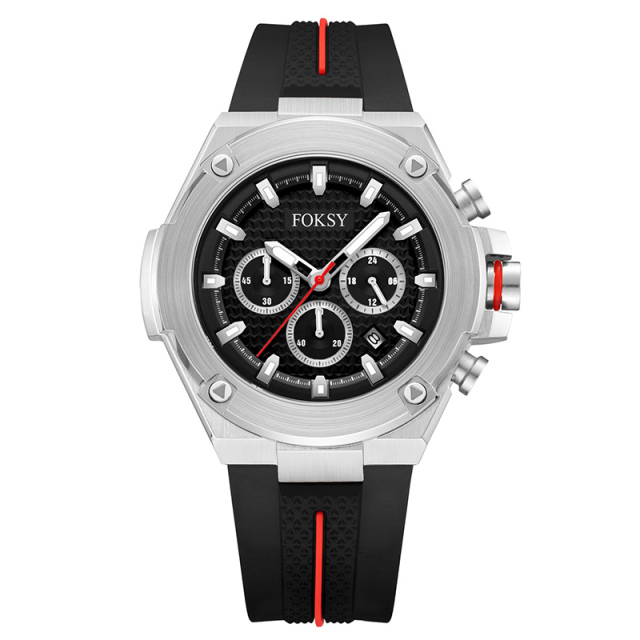 Wholesale Custom Wristwatch 3ATM Waterproof Alloy Silicone Strap Men Quartz Chronograph Men Wrist Luxury Watch for Men
