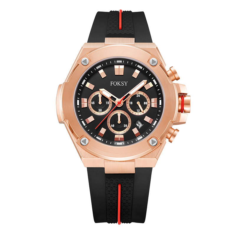 Low MOQ Custom Your Logo 3ATM Waterproof Alloy Silicone Strap Men Quartz Chronograph Men Wrist Luxury Watch