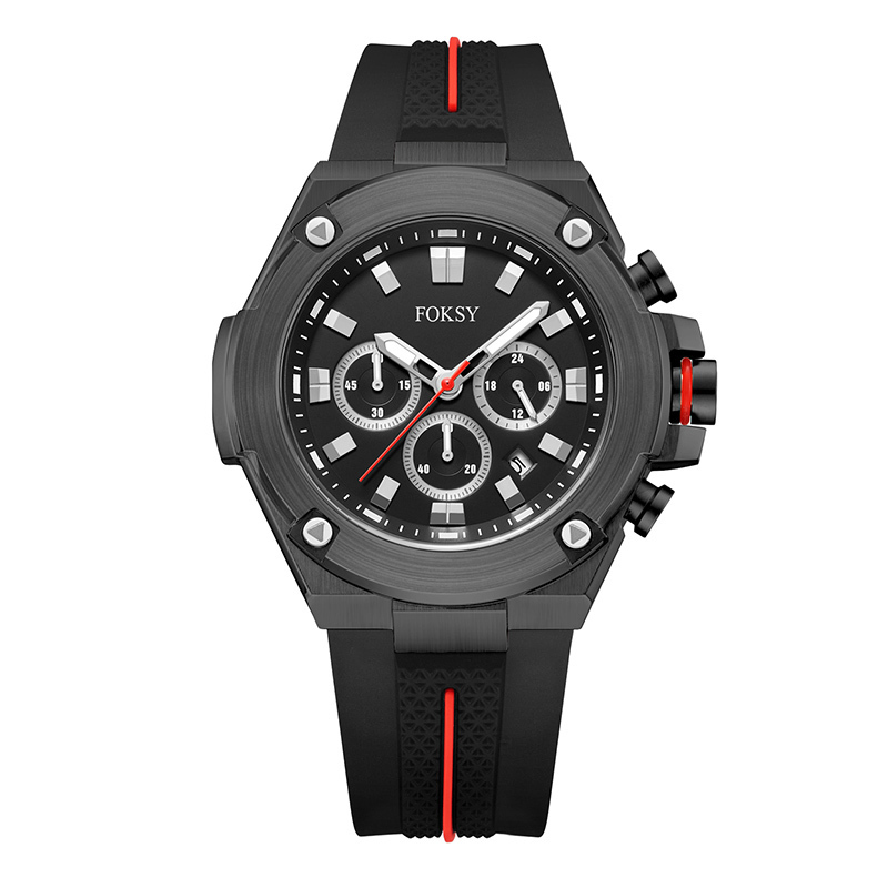 Low MOQ Custom Your Logo 3ATM Waterproof Alloy Silicone Strap Men Quartz Chronograph Men Wrist Luxury Watch