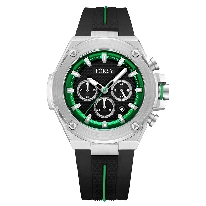 Wholesale Custom Wristwatch 3ATM Waterproof Alloy Silicone Strap Men Quartz Chronograph Men Wrist Luxury Watch for Men