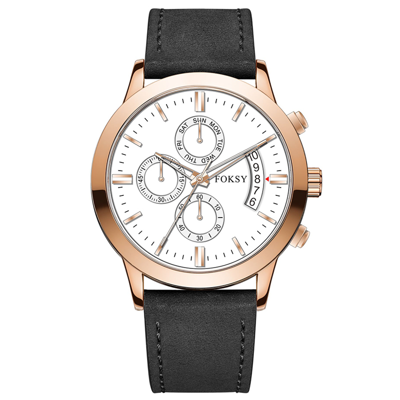 Private Label Minimalist Chronograph Wrist Sub-dials Wristwatch Luxury Mesh Strap Custom Logo Fashion Leather Strap Men Wristwatch Hand Quartz Watch Chronograph Manufacturer for Men