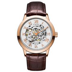 Private Label High Quality Vintage Custom Wholesale Mechanical Wristwatch Men Wrist Luxury Custom Hand OEM Alloy Case Leather Strap ODM Automatic Skeleton Watch