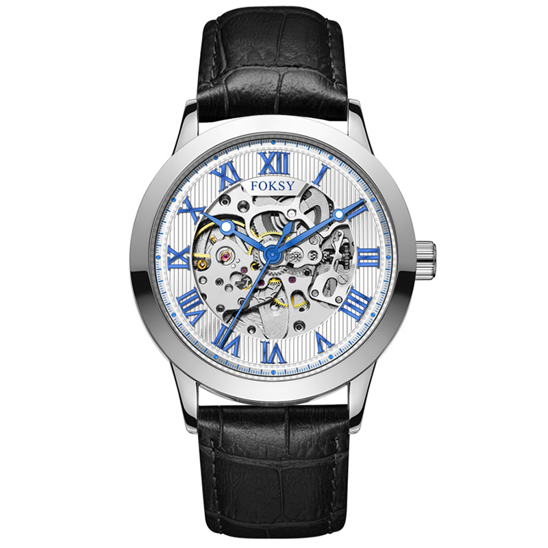 Private Label High Quality Vintage Custom Wholesale Mechanical Wristwatch Men Wrist Luxury Custom Hand OEM Alloy Case Leather Strap ODM Automatic Skeleton Watch
