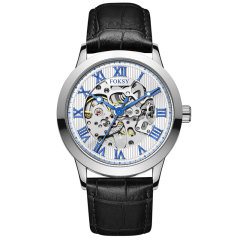 Private Label High Quality Vintage Custom Wholesale Mechanical Wristwatch Men Wrist Luxury Custom Hand OEM Alloy Case Leather Strap ODM Automatic Skeleton Watch
