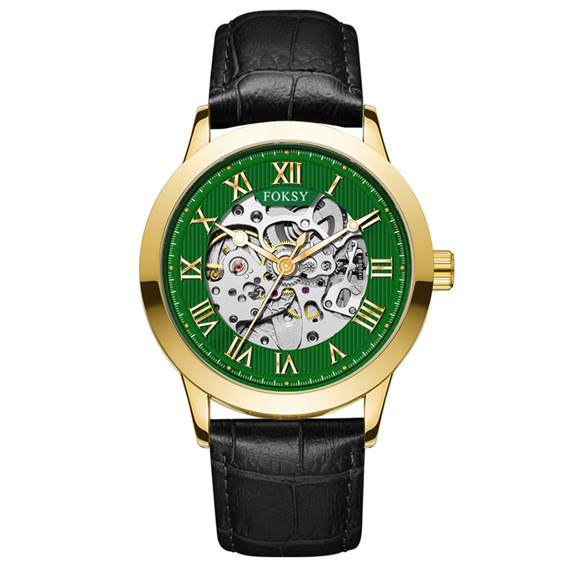 Private Label High Quality Vintage Custom Wholesale Mechanical Wristwatch Men Wrist Luxury Custom Hand OEM Alloy Case Leather Strap ODM Automatic Skeleton Watch