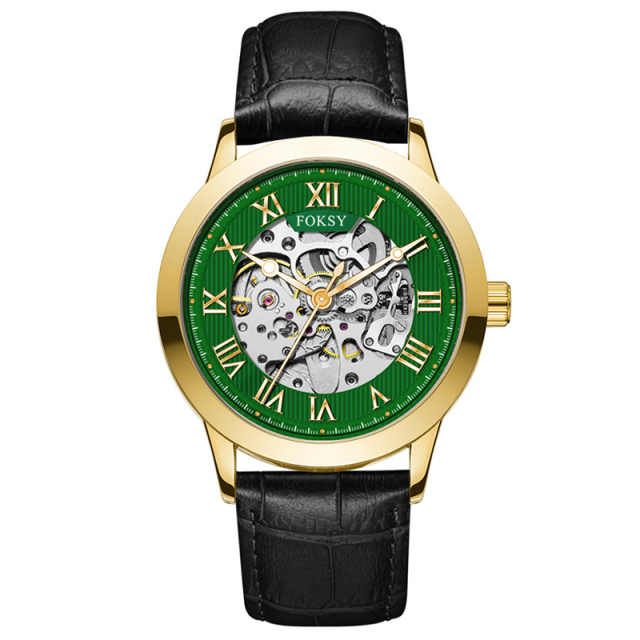 Private Label High Quality Vintage Custom Wholesale Mechanical Wristwatch Men Wrist Luxury Custom Hand OEM Alloy Case Leather Strap ODM Automatic Skeleton Watch