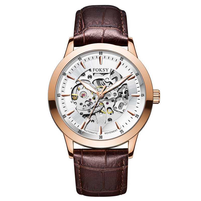 Private Label High Quality Vintage Custom Wholesale Mechanical Wristwatch Men Wrist Luxury Custom Hand OEM Alloy Case Leather Strap ODM Automatic Skeleton Watch