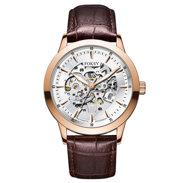 Private Label High Quality Vintage Custom Wholesale Mechanical Wristwatch Men Wrist Luxury Custom Hand OEM Alloy Case Leather Strap ODM Automatic Skeleton Watch