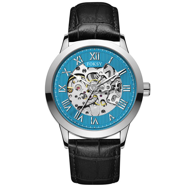 Private Label High Quality Vintage Custom Wholesale Mechanical Wristwatch Men Wrist Luxury Custom Hand OEM Alloy Case Leather Strap ODM Automatic Skeleton Watch