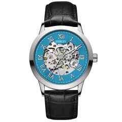 Private Label High Quality Vintage Custom Wholesale Mechanical Wristwatch Men Wrist Luxury Custom Hand OEM Alloy Case Leather Strap ODM Automatic Skeleton Watch