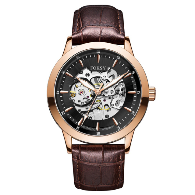 Private Label High Quality Vintage Custom Wholesale Mechanical Wristwatch Men Wrist Luxury Custom Hand OEM Alloy Case Leather Strap ODM Automatic Skeleton Watch