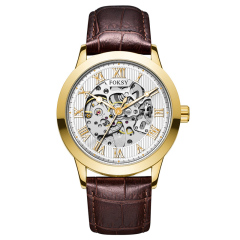 Private Label High Quality Vintage Custom Wholesale Mechanical Wristwatch Men Wrist Luxury Custom Hand OEM Alloy Case Leather Strap ODM Automatic Skeleton Watch