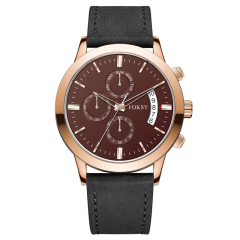 Private Label Minimalist Chronograph Wrist Sub-dials Wristwatch Luxury Mesh Strap Custom Logo Fashion Leather Strap Men Wristwatch Hand Quartz Watch Chronograph Manufacturer for Men