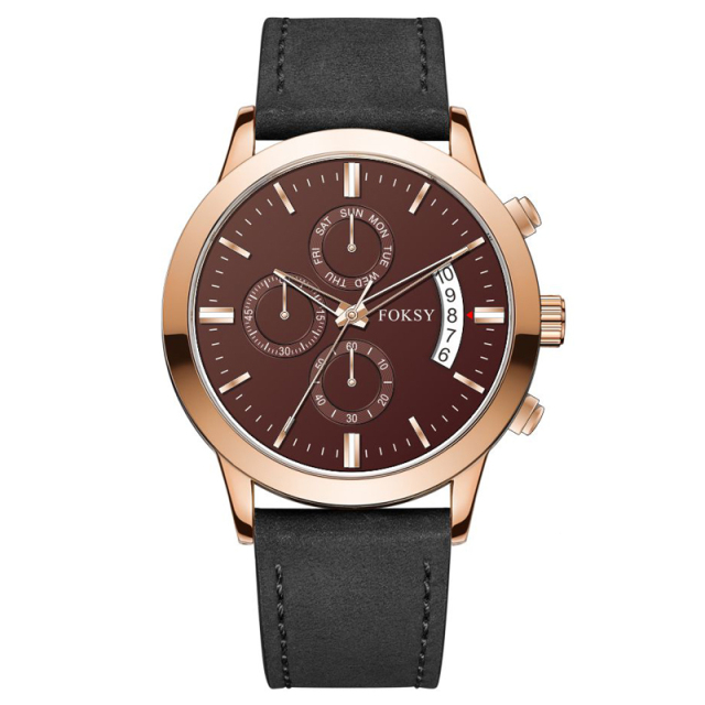 Private Label Minimalist Chronograph Wrist Sub-dials Wristwatch Luxury Mesh Strap Custom Logo Fashion Leather Strap Men Wristwatch Hand Quartz Watch Chronograph Manufacturer for Men