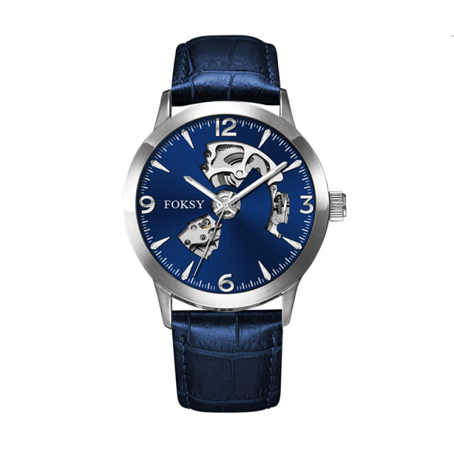 Mechanical Wristwatch Men Wrist Luxury Custom Hand OEM Alloy Case Leather Strap ODM Automatic Skeleton Watch