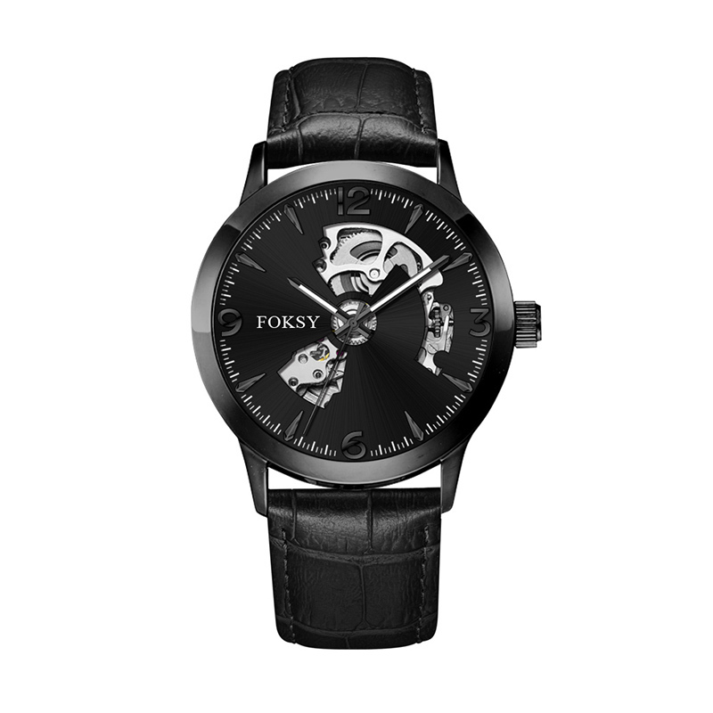 Mechanical Wristwatch Men Wrist Luxury Custom Hand OEM Alloy Case Leather Strap ODM Automatic Skeleton Watch