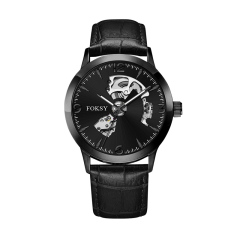Mechanical Wristwatch Men Wrist Luxury Custom Hand OEM Alloy Case Leather Strap ODM Automatic Skeleton Watch