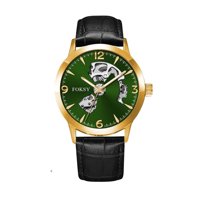 Mechanical Wristwatch Men Wrist Luxury Custom Hand OEM Alloy Case Leather Strap ODM Automatic Skeleton Watch