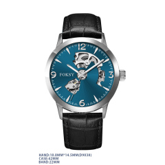 Mechanical Wristwatch Men Wrist Luxury Custom Hand OEM Alloy Case Leather Strap ODM Automatic Skeleton Watch