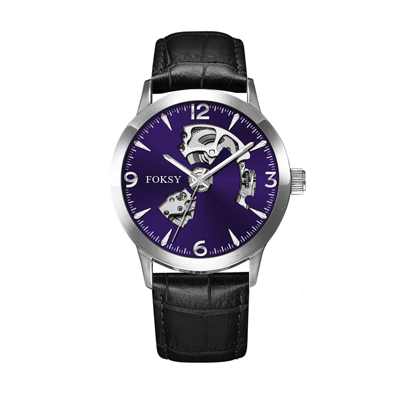 Mechanical Wristwatch Men Wrist Luxury Custom Hand OEM Alloy Case Leather Strap ODM Automatic Skeleton Watch