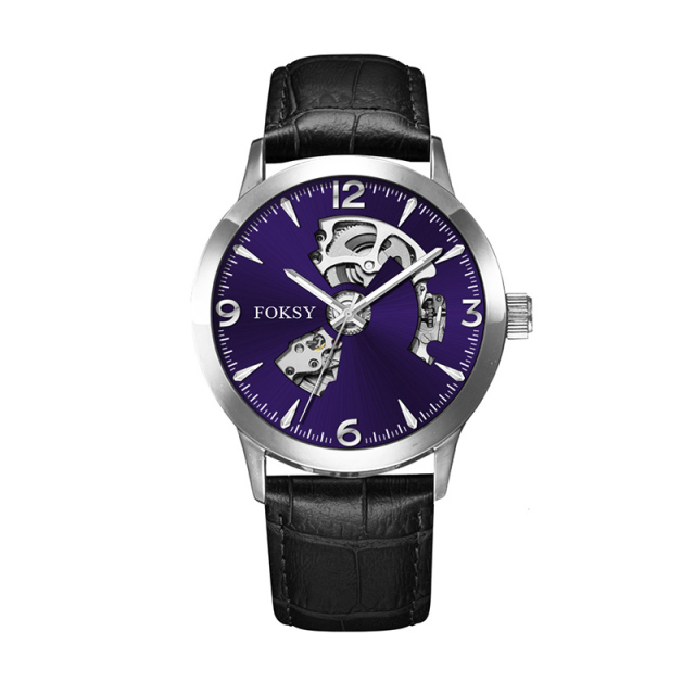 Mechanical Wristwatch Men Wrist Luxury Custom Hand OEM Alloy Case Leather Strap ODM Automatic Skeleton Watch