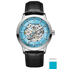 Private Label High Quality Vintage Custom Wholesale Mechanical Wristwatch Men Wrist Luxury Custom Hand OEM Alloy Case Leather Strap ODM Automatic Skeleton Watch