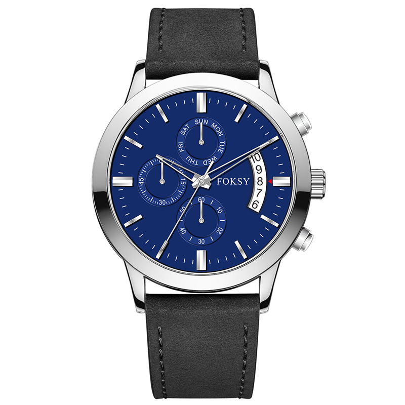 Private Label Minimalist Chronograph Wrist Sub-dials Wristwatch Luxury Mesh Strap Custom Logo Fashion Leather Strap Men Wristwatch Hand Quartz Watch Chronograph Manufacturer for Men