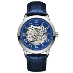 Private Label High Quality Vintage Custom Wholesale Mechanical Wristwatch Men Wrist Luxury Custom Hand OEM Alloy Case Leather Strap ODM Automatic Skeleton Watch