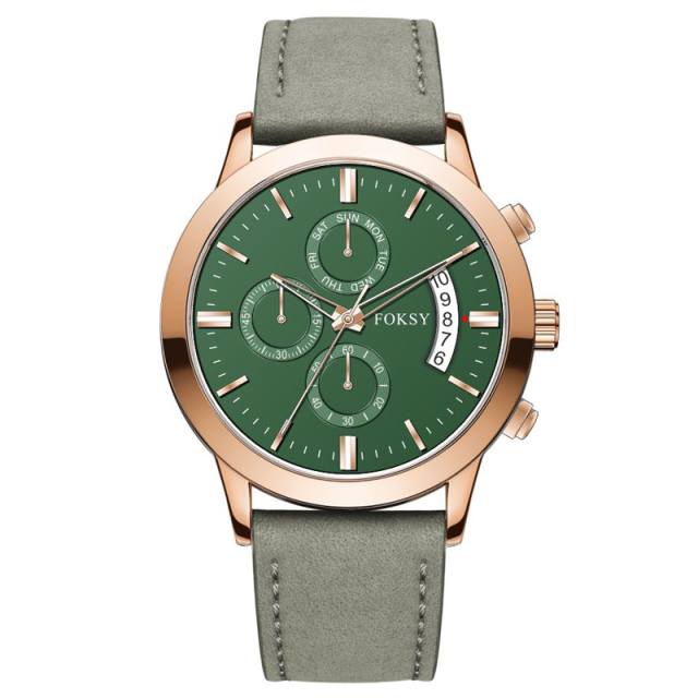 Private Label Minimalist Chronograph Wrist Sub-dials Wristwatch Luxury Mesh Strap Custom Logo Fashion Leather Strap Men Wristwatch Hand Quartz Watch Chronograph Manufacturer for Men