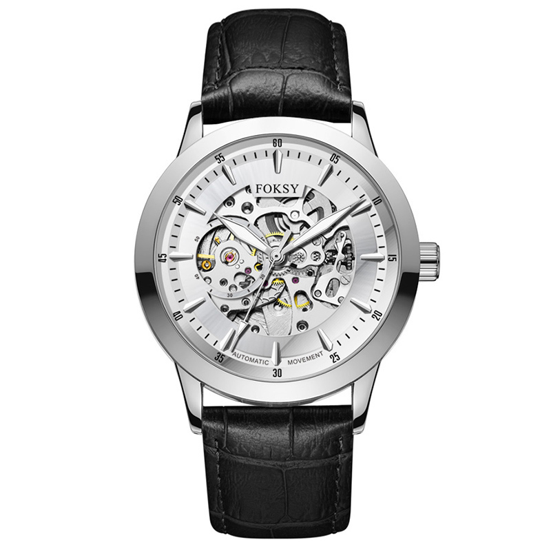 Private Label High Quality Vintage Custom Wholesale Mechanical Wristwatch Men Wrist Luxury Custom Hand OEM Alloy Case Leather Strap ODM Automatic Skeleton Watch