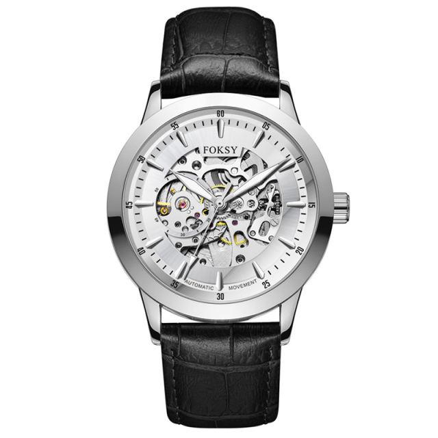 Private Label High Quality Vintage Custom Wholesale Mechanical Wristwatch Men Wrist Luxury Custom Hand OEM Alloy Case Leather Strap ODM Automatic Skeleton Watch