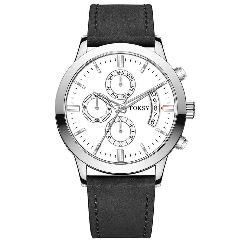 Private Label Minimalist Chronograph Wrist Sub-dials Wristwatch Luxury Mesh Strap Custom Logo Fashion Leather Strap Men Wristwatch Hand Quartz Watch Chronograph Manufacturer for Men