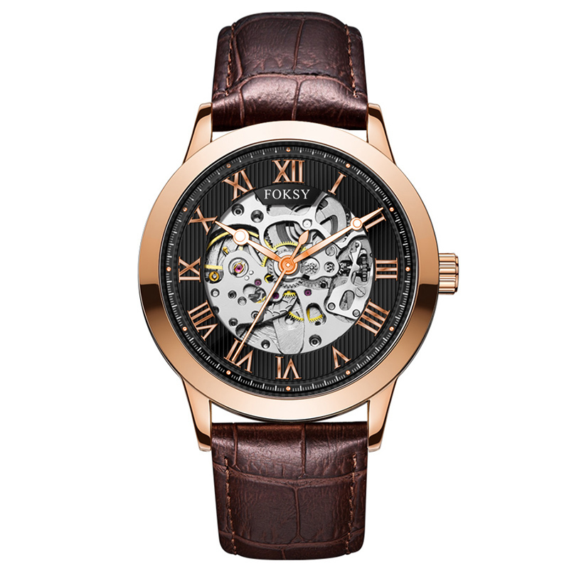 Private Label High Quality Vintage Custom Wholesale Mechanical Wristwatch Men Wrist Luxury Custom Hand OEM Alloy Case Leather Strap ODM Automatic Skeleton Watch