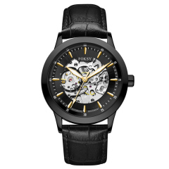 Private Label High Quality Vintage Custom Wholesale Mechanical Wristwatch Men Wrist Luxury Custom Hand OEM Alloy Case Leather Strap ODM Automatic Skeleton Watch