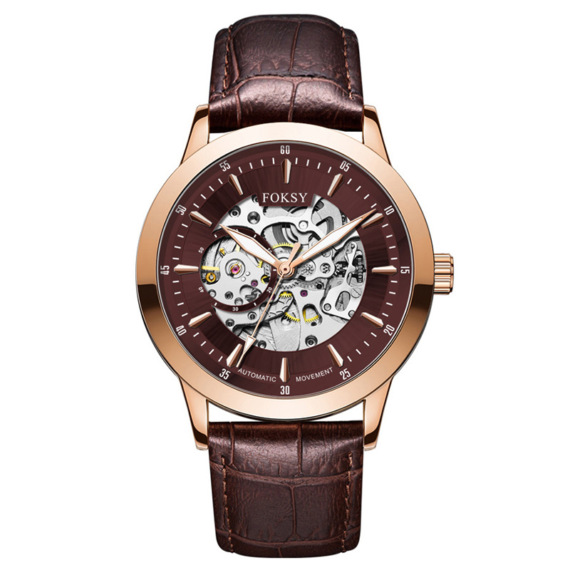 Private Label High Quality Vintage Custom Wholesale Mechanical Wristwatch Men Wrist Luxury Custom Hand OEM Alloy Case Leather Strap ODM Automatic Skeleton Watch