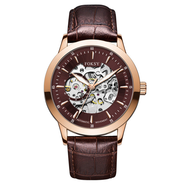 Private Label High Quality Vintage Custom Wholesale Mechanical Wristwatch Men Wrist Luxury Custom Hand OEM Alloy Case Leather Strap ODM Automatic Skeleton Watch