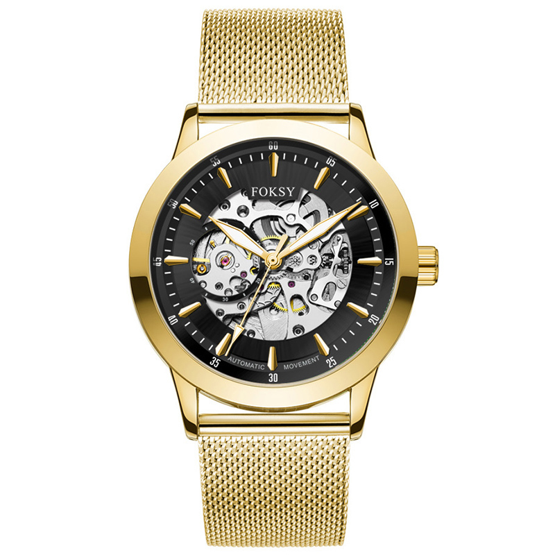 Private Label High Quality Vintage Custom Wholesale Mechanical Wristwatch Men Wrist Luxury Custom Hand OEM Alloy Case Leather Strap ODM Automatic Skeleton Watch