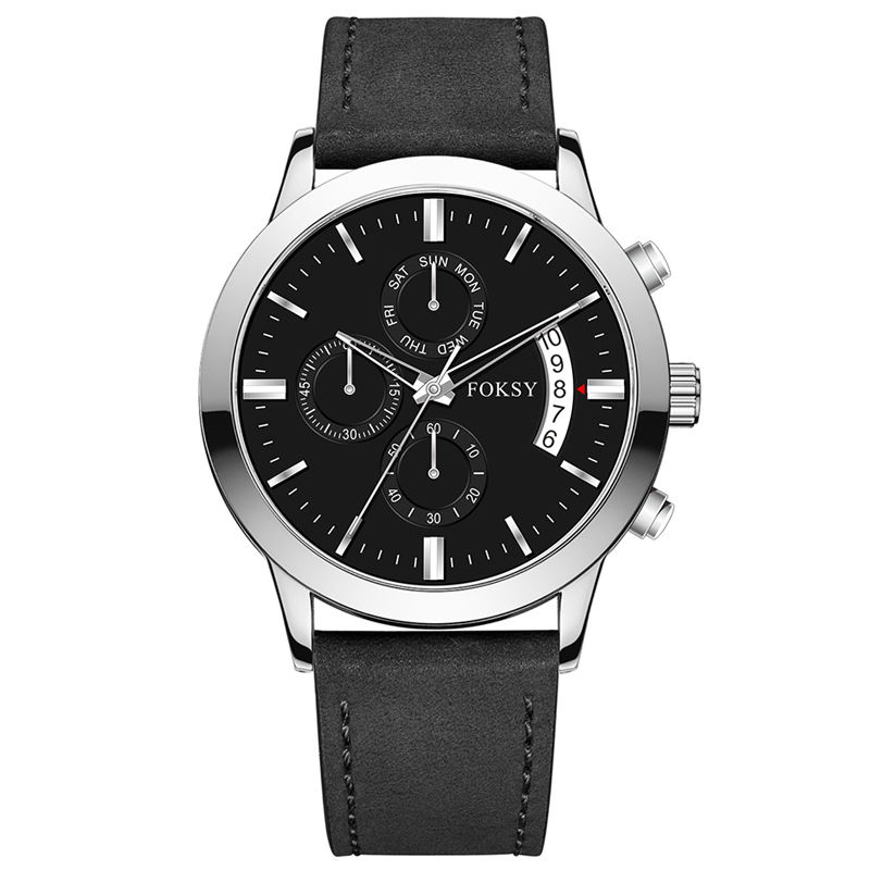 Private Label Minimalist Chronograph Wrist Sub-dials Wristwatch Luxury Mesh Strap Custom Logo Fashion Leather Strap Men Wristwatch Hand Quartz Watch Chronograph Manufacturer for Men