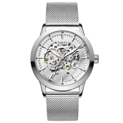 Private Label High Quality Vintage Custom Wholesale Mechanical Wristwatch Men Wrist Luxury Custom Hand OEM Alloy Case Leather Strap ODM Automatic Skeleton Watch