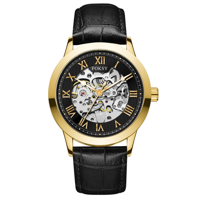 Private Label High Quality Vintage Custom Wholesale Mechanical Wristwatch Men Wrist Luxury Custom Hand OEM Alloy Case Leather Strap ODM Automatic Skeleton Watch