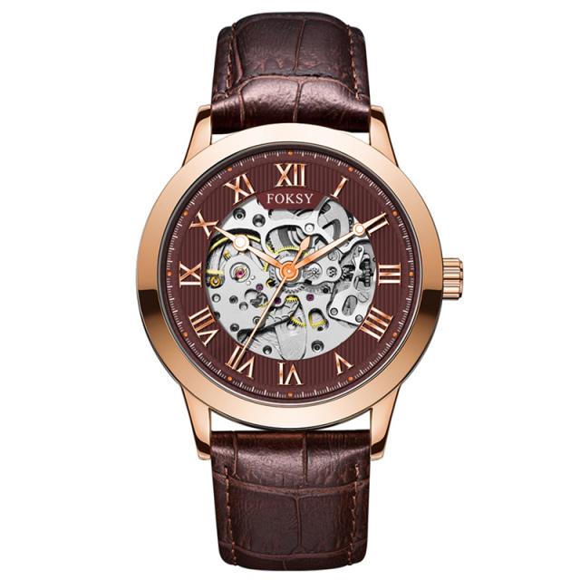 Private Label High Quality Vintage Custom Wholesale Mechanical Wristwatch Men Wrist Luxury Custom Hand OEM Alloy Case Leather Strap ODM Automatic Skeleton Watch