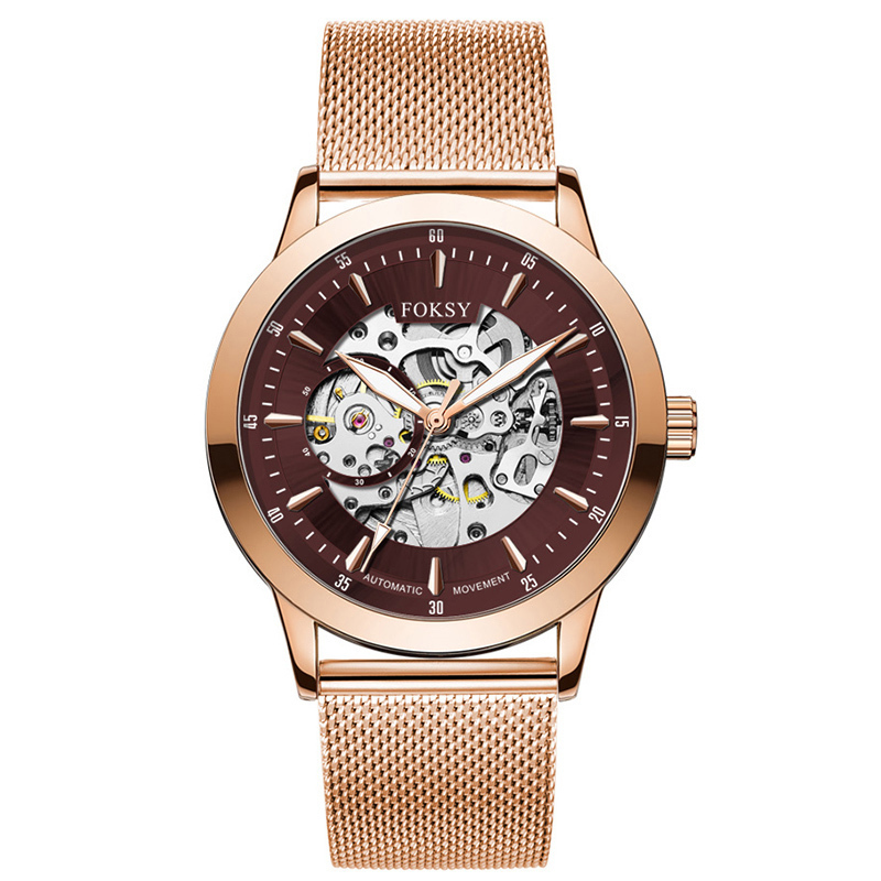 Private Label High Quality Vintage Custom Wholesale Mechanical Wristwatch Men Wrist Luxury Custom Hand OEM Alloy Case Leather Strap ODM Automatic Skeleton Watch