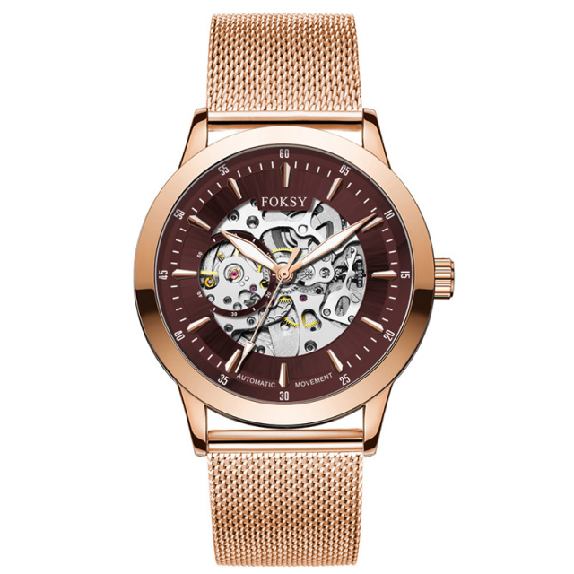 Private Label High Quality Vintage Custom Wholesale Mechanical Wristwatch Men Wrist Luxury Custom Hand OEM Alloy Case Leather Strap ODM Automatic Skeleton Watch